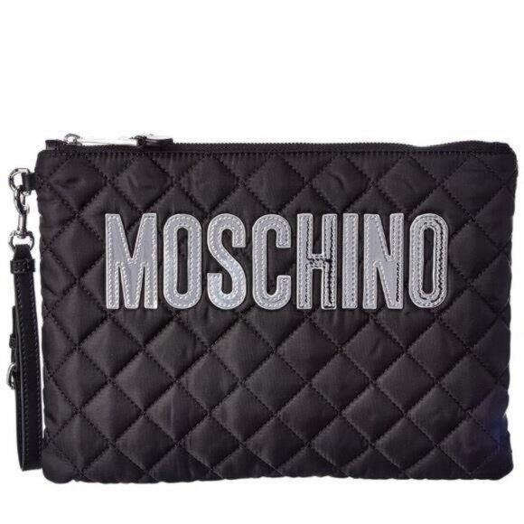 New 💯 Authentic Moschino quilted logo clutch bag - Picture 10 of 13